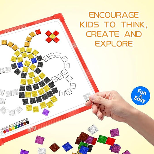 Learning Educational STEM Toy,Mosaic Magnetic Puzzle,330 Foam Building Blocks with 20 Patterns,Math Counting Activities, Montessori Sensory Art Kit Gift for Boy Girl Kids 4 5 6 7+