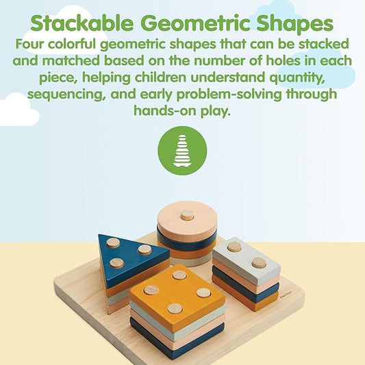PlanToys® Geometric Sorting Board in Orchard Shade | Montessori Shape, Size and Colour Learning Toy | Eco Friendly Fine Motor and Problem Solving Activity