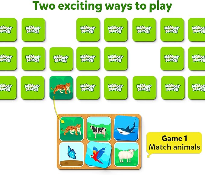 Skillmatics Memory Match - Animals, Fun & Fast Matching Board Game for Kids, Educational Preschool Game for Toddlers, Boys & Girls Ages 3, 4, 5, 6 & 7, Learning & Brain Development Toy