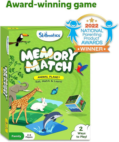 Skillmatics Memory Match - Animals, Fun & Fast Matching Board Game for Kids, Educational Preschool Game for Toddlers, Boys & Girls Ages 3, 4, 5, 6 & 7, Learning & Brain Development Toy