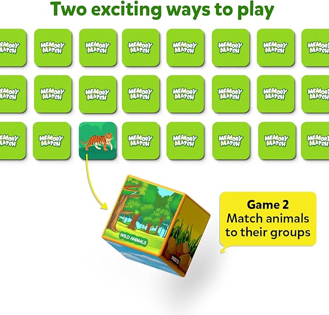 Skillmatics Memory Match - Animals, Fun & Fast Matching Board Game for Kids, Educational Preschool Game for Toddlers, Boys & Girls Ages 3, 4, 5, 6 & 7, Learning & Brain Development Toy