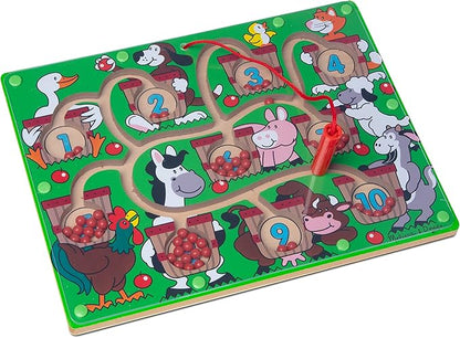 Melissa & Doug Magnetic Wand Number Maze - Wooden Puzzle Activity Learning Toys, Travel Activities for Kids, Magnetic Maze for Toddlers and Kids Ages 3+