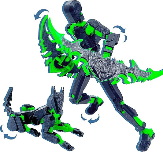 (Assembly Completed) Titan Figure Set, 3D Printed Toys Robo Dummy Figures (Black + Green)