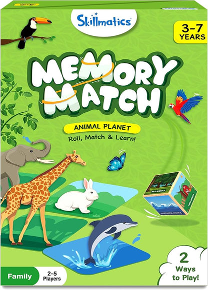 Skillmatics Memory Match - Animals, Fun & Fast Matching Board Game for Kids, Educational Preschool Game for Toddlers, Boys & Girls Ages 3, 4, 5, 6 & 7, Learning & Brain Development Toy