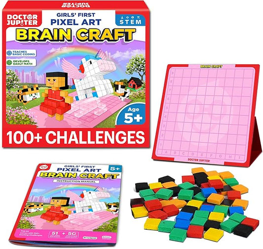 Doctor Jupiter My First STEM Pixel Art Kit for Girls | Learning & Educational Coding Basics for Girls| Building Toys, Montessori Toy, Math Puzzle with 100+ Challenges