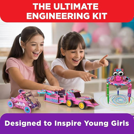 Doctor Jupiter Girls’ Ultimate Engineering Kit for Ages 8+ | Build Your Own Catapult, Race Car & Scribbling Robot | Birthday Gift Ideas for Girls 8-9-10-11-12 Year Olds | STEM Kit, Educational Toys
