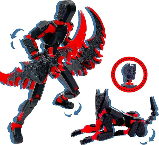 (Assembly Completed) Titan 13 Action Figure Set, 3D Printed Toys Robo 13 Dummy Action Figures (Black Red + Dog)