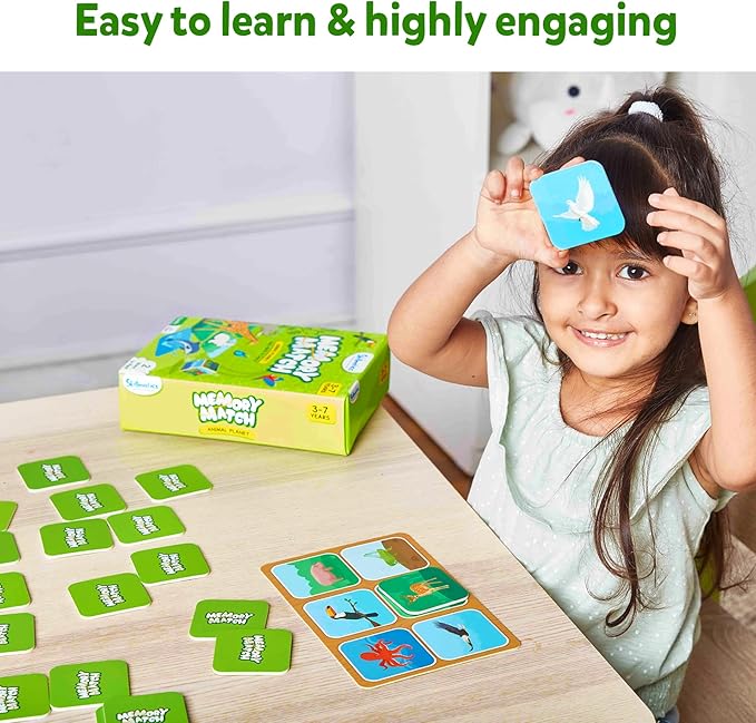 Skillmatics Memory Match - Animals, Fun & Fast Matching Board Game for Kids, Educational Preschool Game for Toddlers, Boys & Girls Ages 3, 4, 5, 6 & 7, Learning & Brain Development Toy