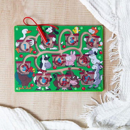 Melissa & Doug Magnetic Wand Number Maze - Wooden Puzzle Activity Learning Toys, Travel Activities for Kids, Magnetic Maze for Toddlers and Kids Ages 3+